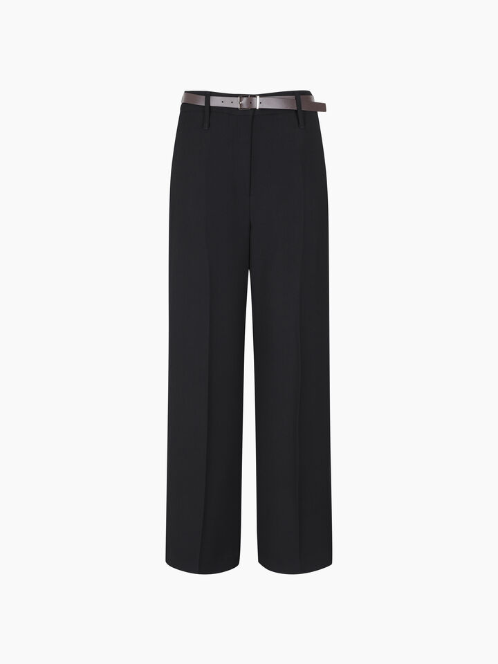 Black low-waisted trousers with belt - sisley k regular trousers - Black | Sisley K image number 1